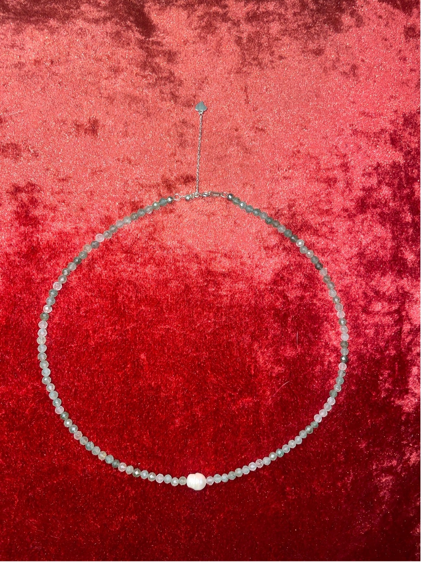 Aventurine and Cultured Pearl Necklace