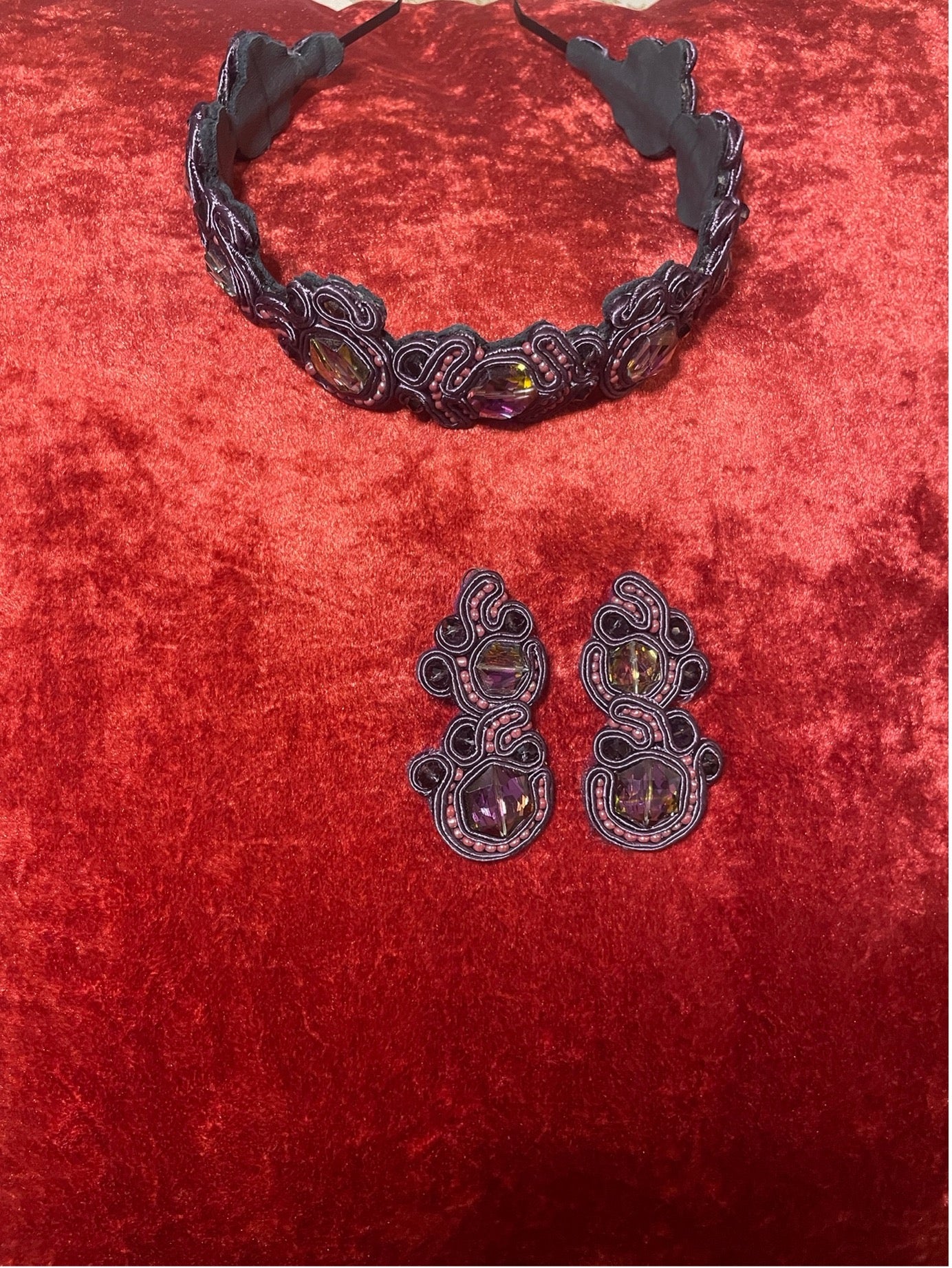 Handcrafted Soutache Headband and Earrings Set