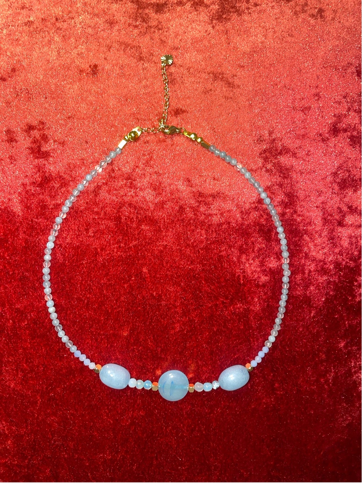Aquamarine and Gold Hematite Necklace