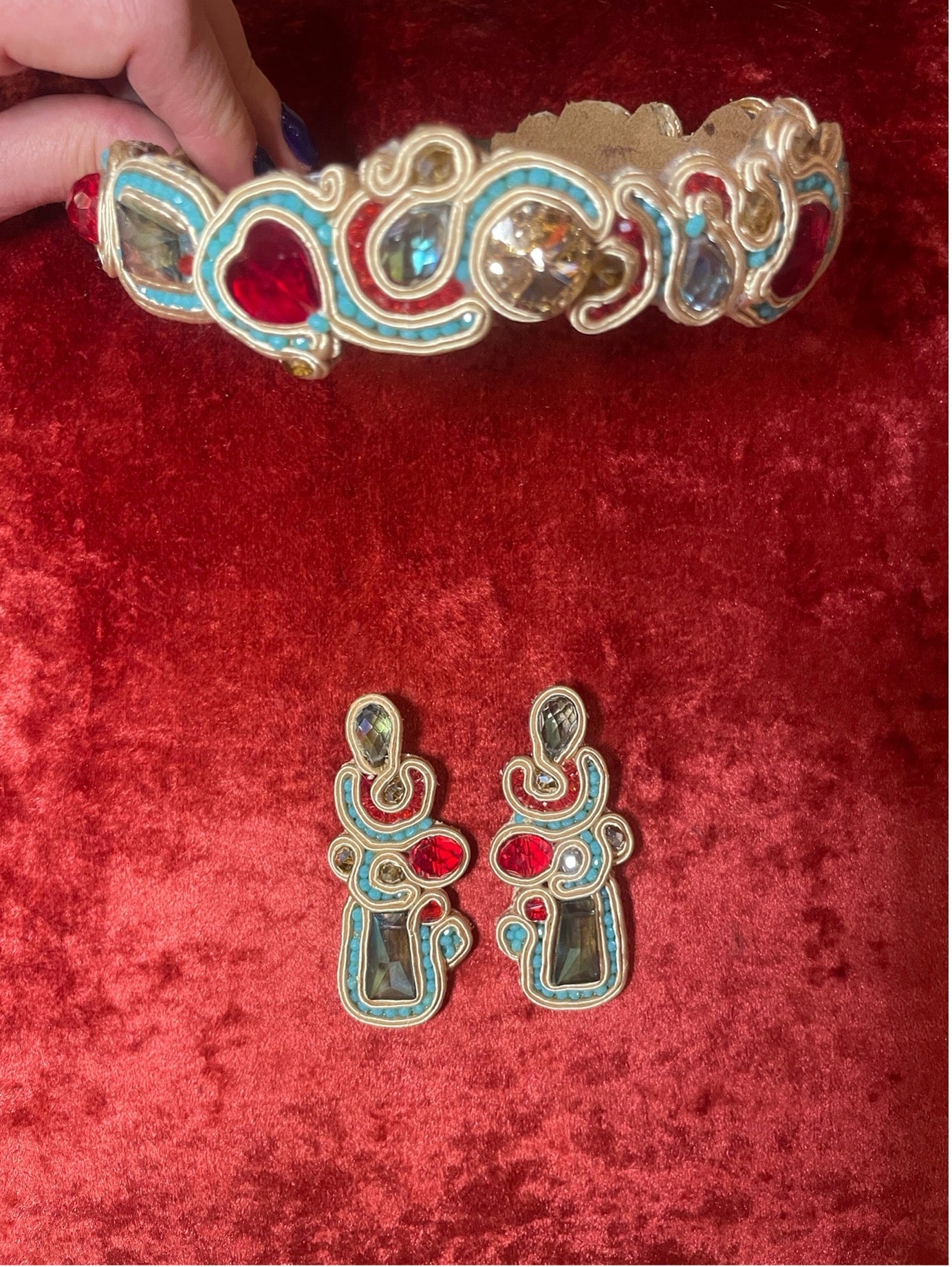 Handcrafted Soutache Headband and Earrings Set